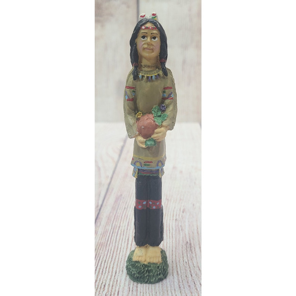 Vintage Native American Pencil Figure Figurine Fall Thanksgiving Decor Resin 7" - Picture 1 of 6
